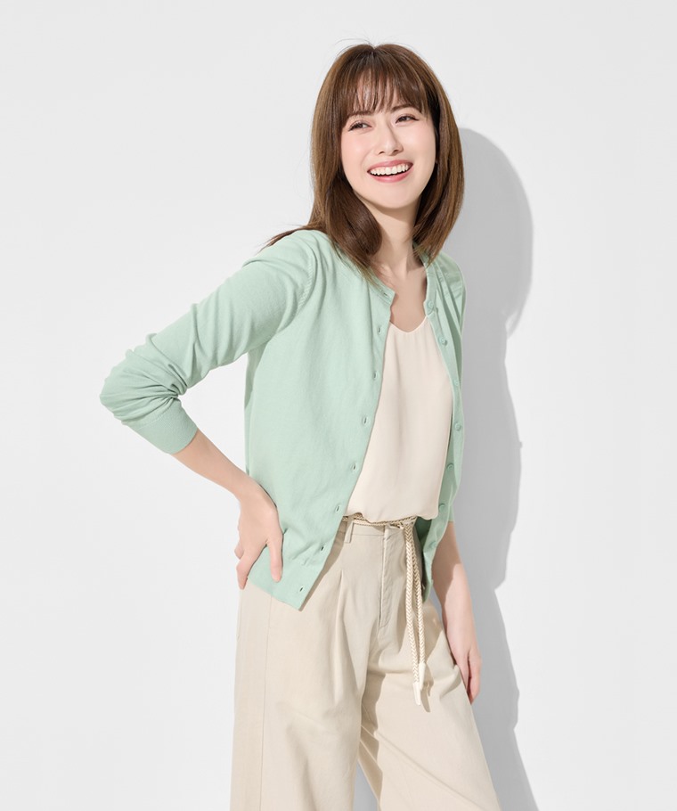 棉質圓領針織外套-女