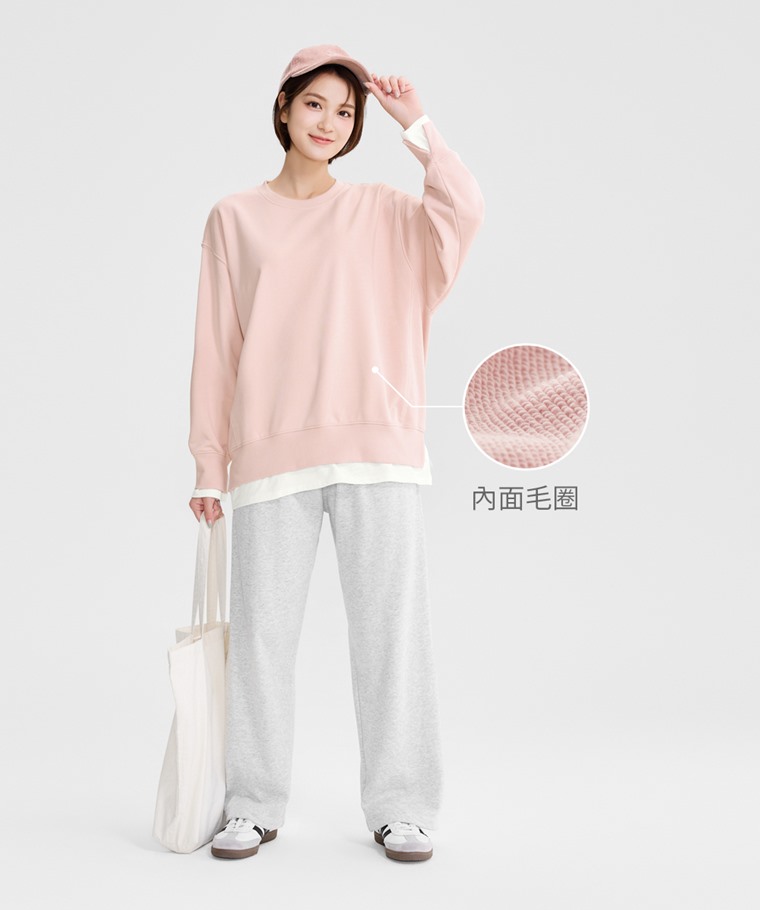 毛圈假兩件寬版上衣-女
