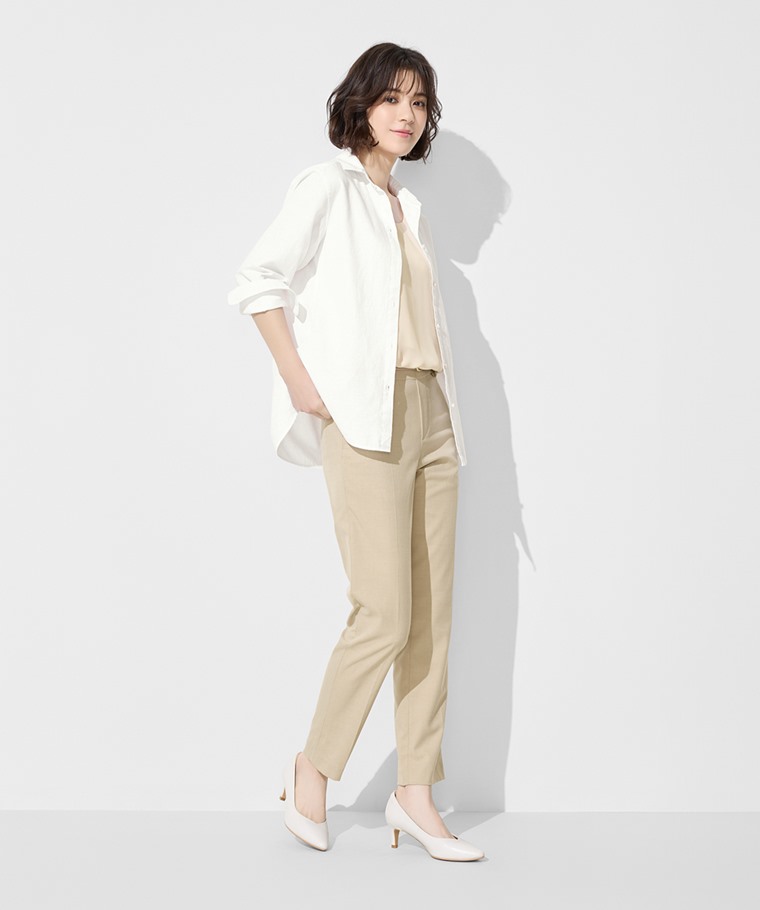 棉麻長袖襯衫-女