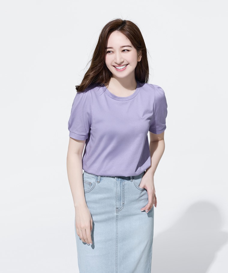 絲光棉泡泡袖上衣-女