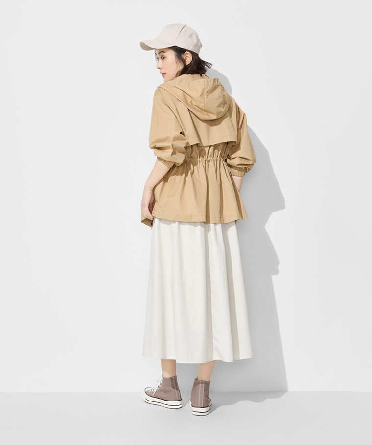 水洗連帽抽繩外套-女