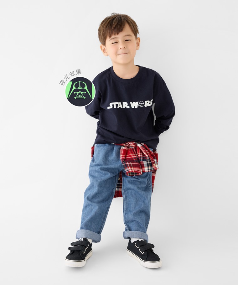 STAR WARS系列寬版長袖印花T恤-01-童
