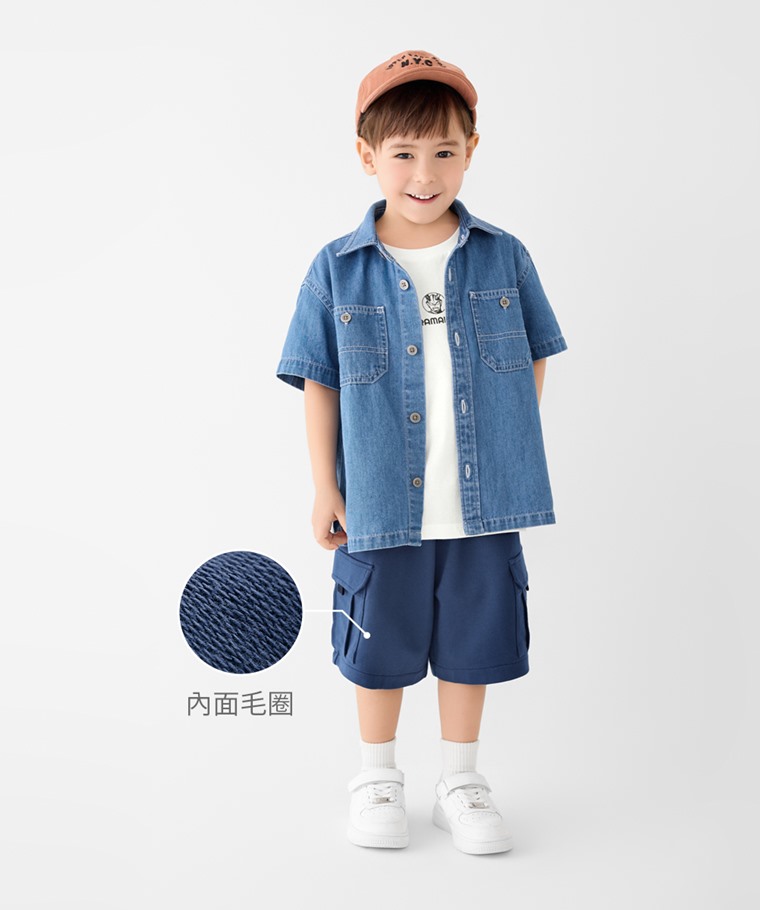 小毛圈口袋五分褲-童