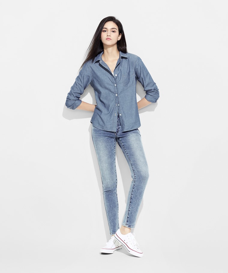 特彈窄管牛仔褲-女