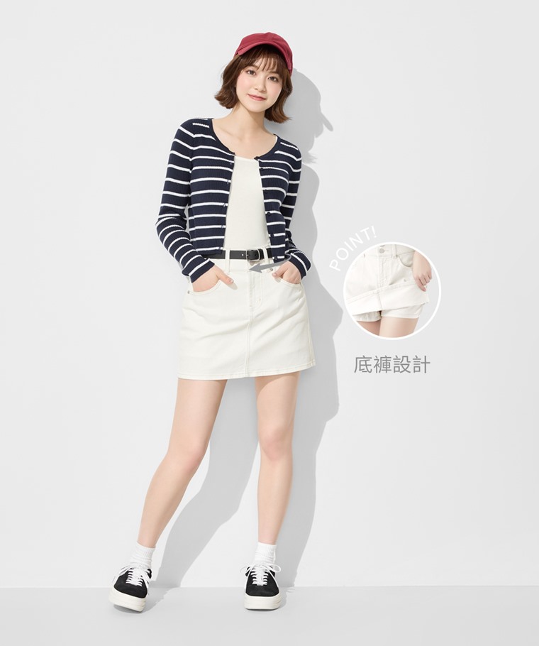 多色收腹牛仔連褲短裙-女