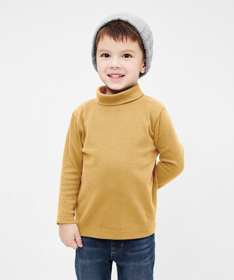 磨毛柔棉高領長袖T恤-童