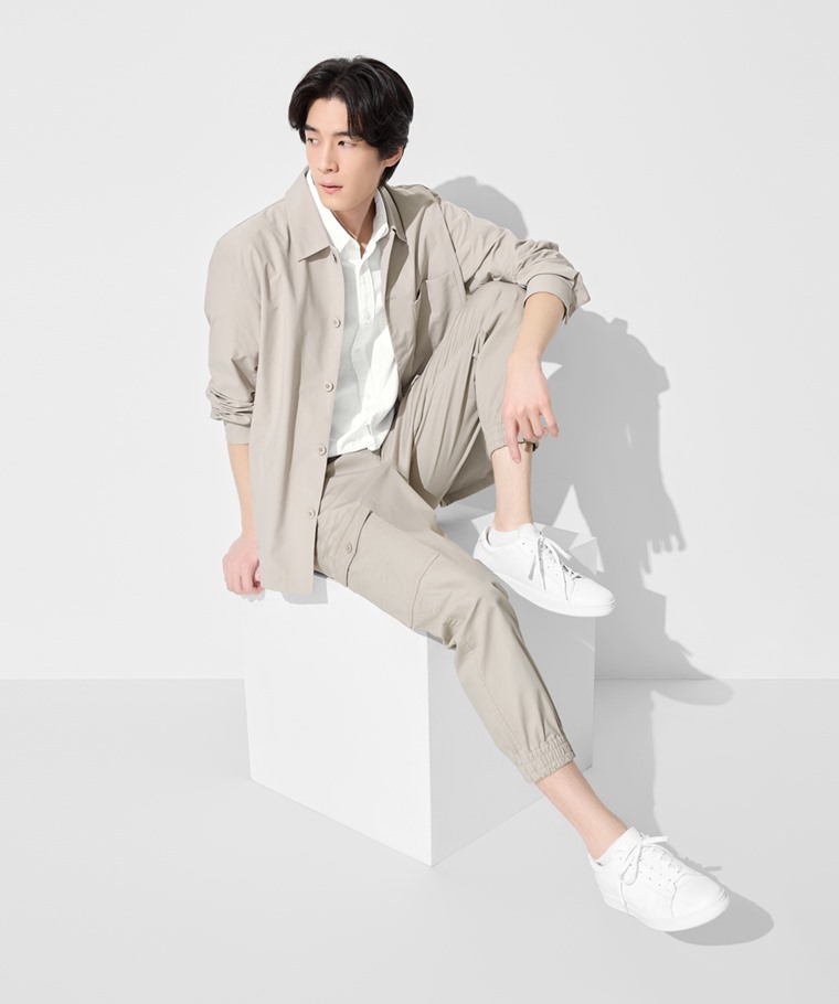 春夏男裝新品：男 · 棉質工裝束口褲,男 · 牛津短袖襯衫,男 · 素色踝襪(3入)