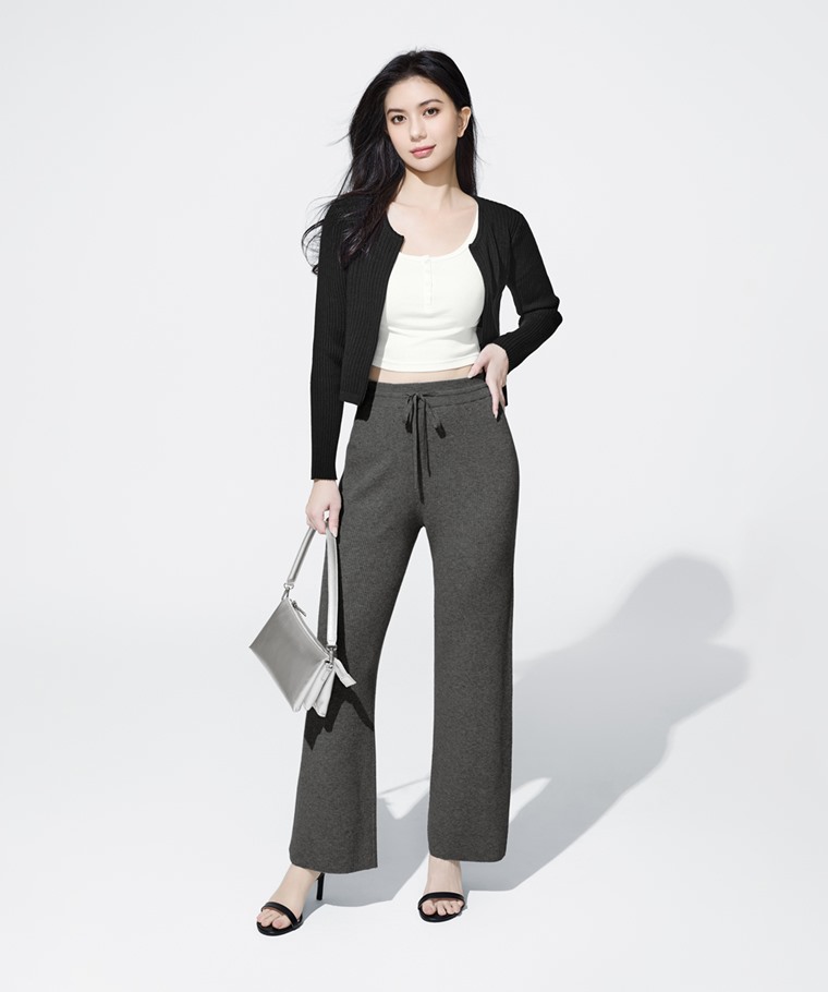 針織羅紋長褲-女