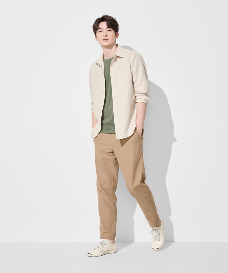 春夏男裝新品：男 · 棉麻長袖襯衫,男 · 棉麻休閒長褲,男 · 純棉圓領T恤