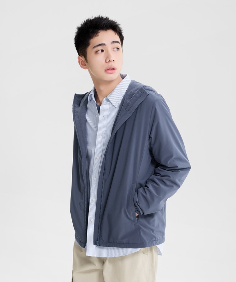 秋冬男裝新品：男 · 機能休閒連帽外套,男 · 寬版工裝九分褲,男 · 牛津條紋長袖襯衫,男 · 純棉圓領長袖T恤