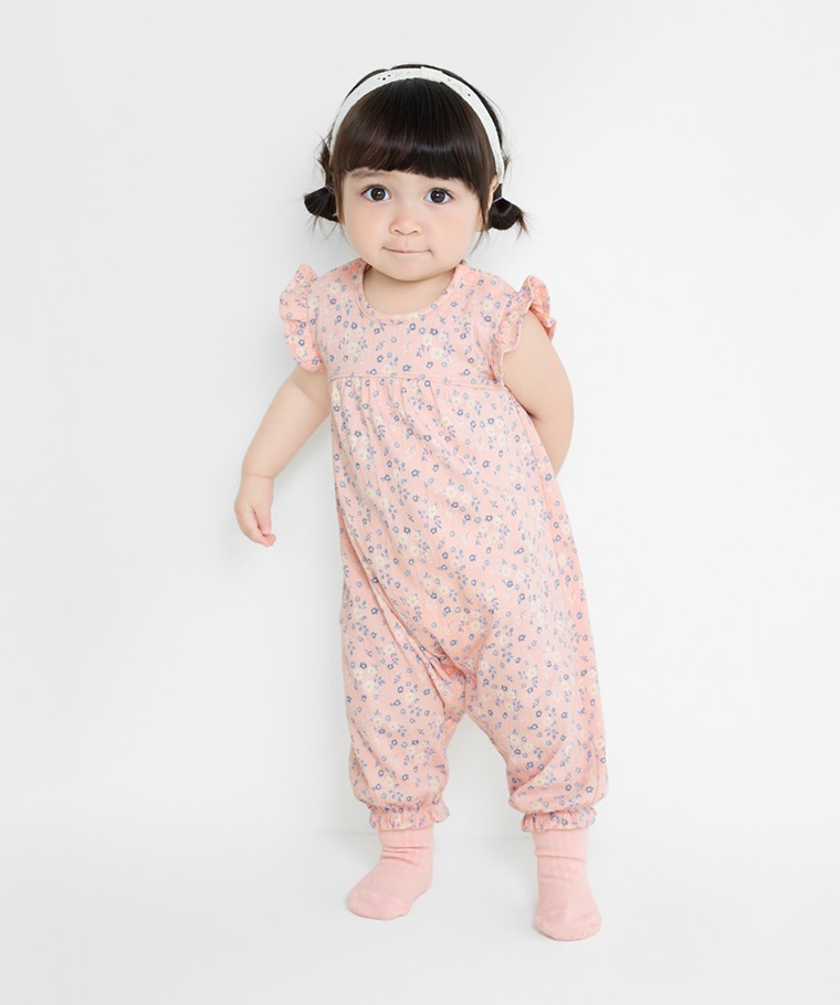 春夏嬰幼兒新品：Baby · 荷葉袖碎花連身衣,Baby · 寬羅紋中筒襪(3入)