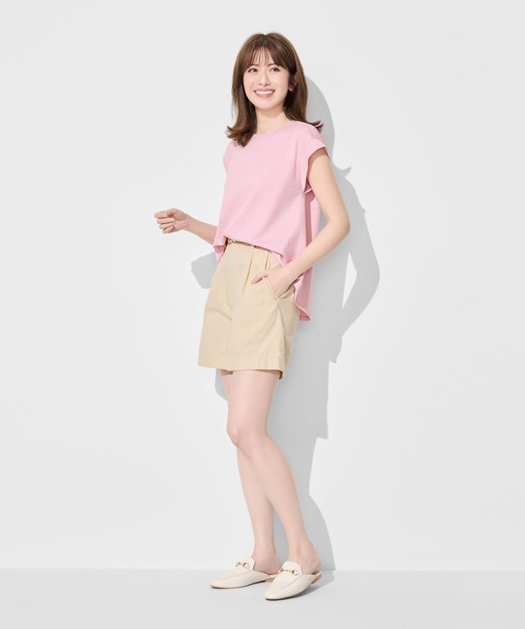 柔滑棉連袖抽皺上衣-女