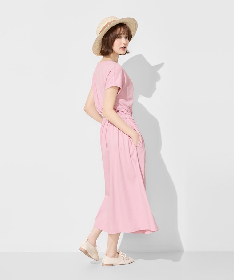 柔滑棉連袖收腰長洋裝-女