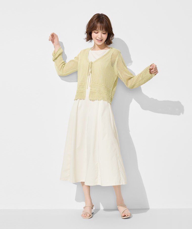 鏤空綁帶開襟外套-女