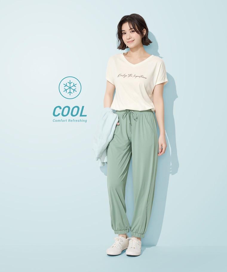 涼感輕薄束口褲-女