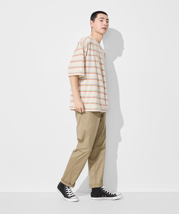 輕型彈性直筒卡其褲-男