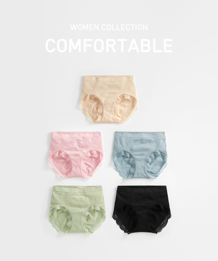 無縫蕾絲高腰內褲-女