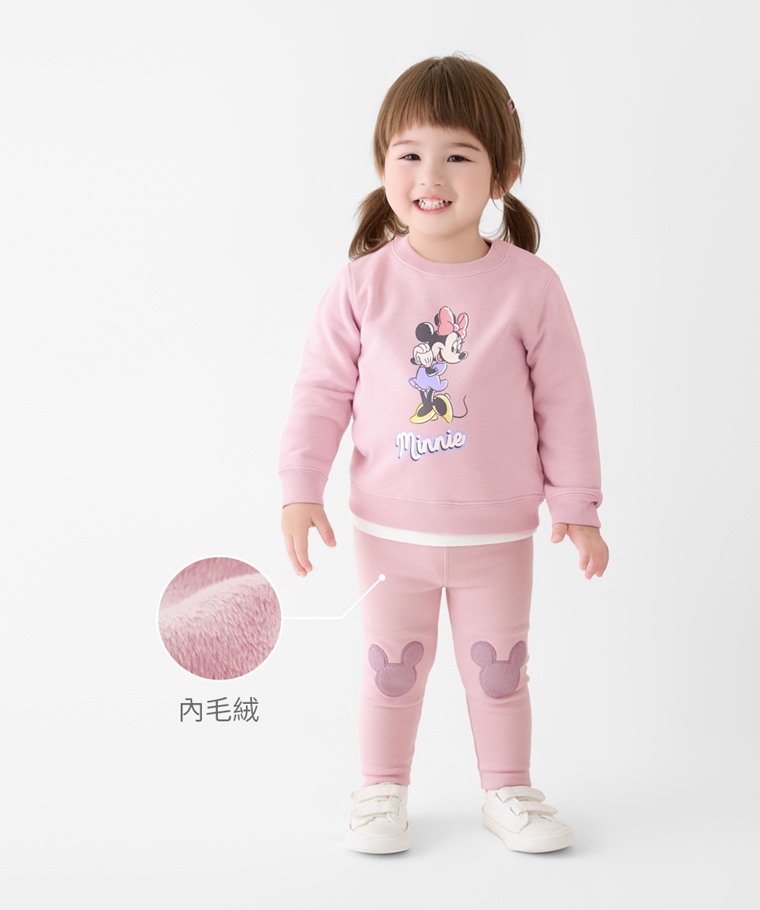 迪士尼系列毛絨貼布繡緊身褲-Baby - 表層彈性針織，內層細緻毛絨，帶來溫暖包覆感，舒適好穿。