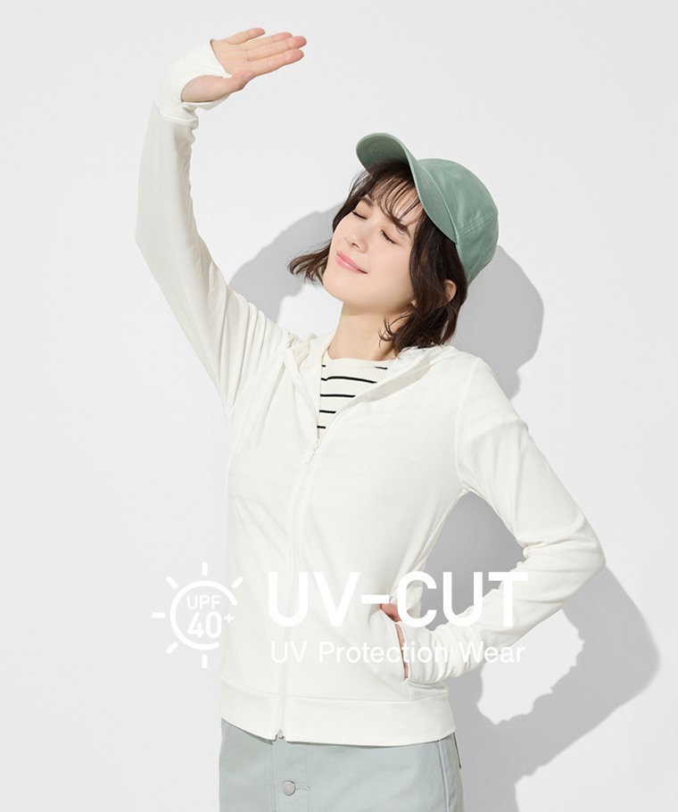 抗UV羅紋連帽外套-女