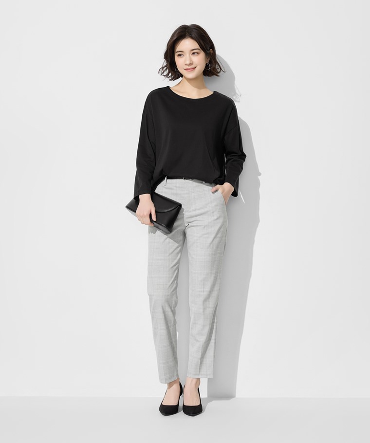 絲光棉寬版落肩九分袖上衣-女