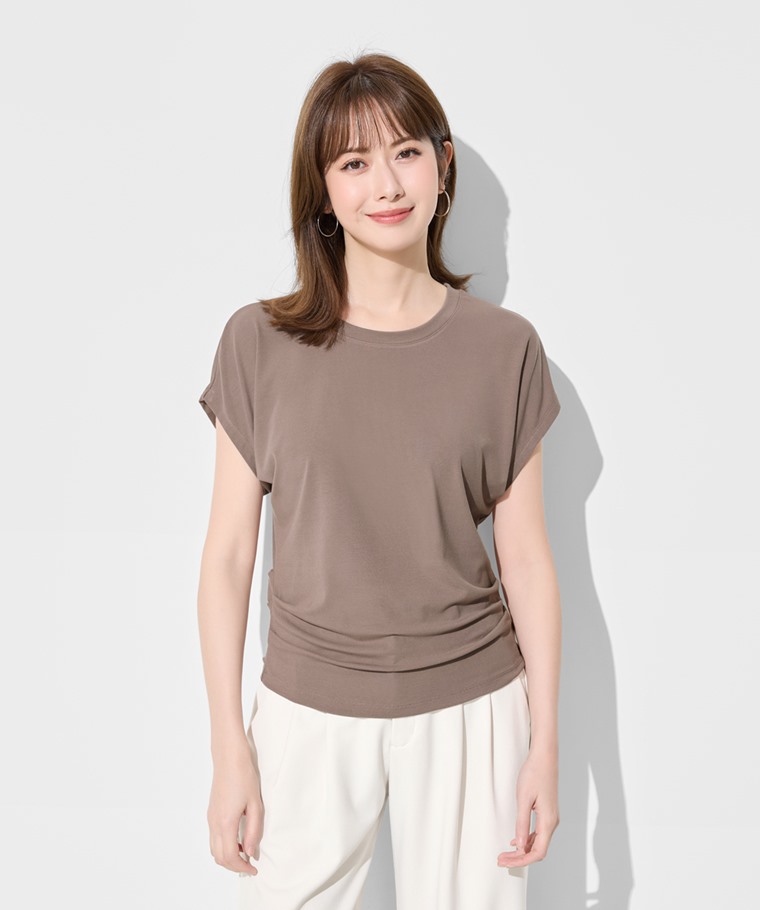 輕柔連袖抽皺T恤-女