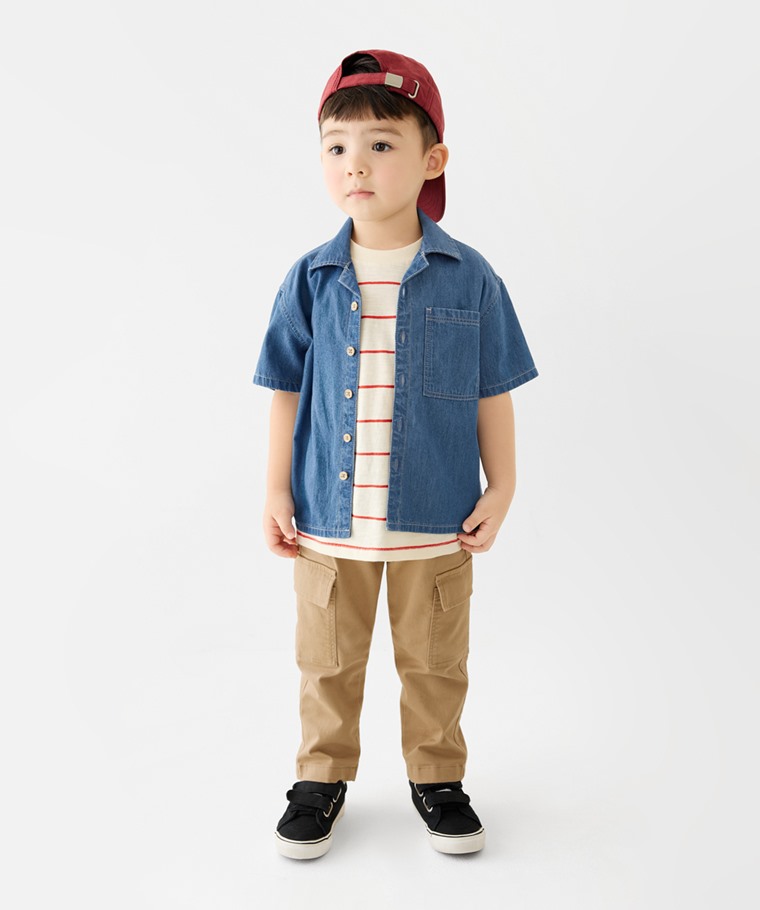 羅紋貼袋長褲-童