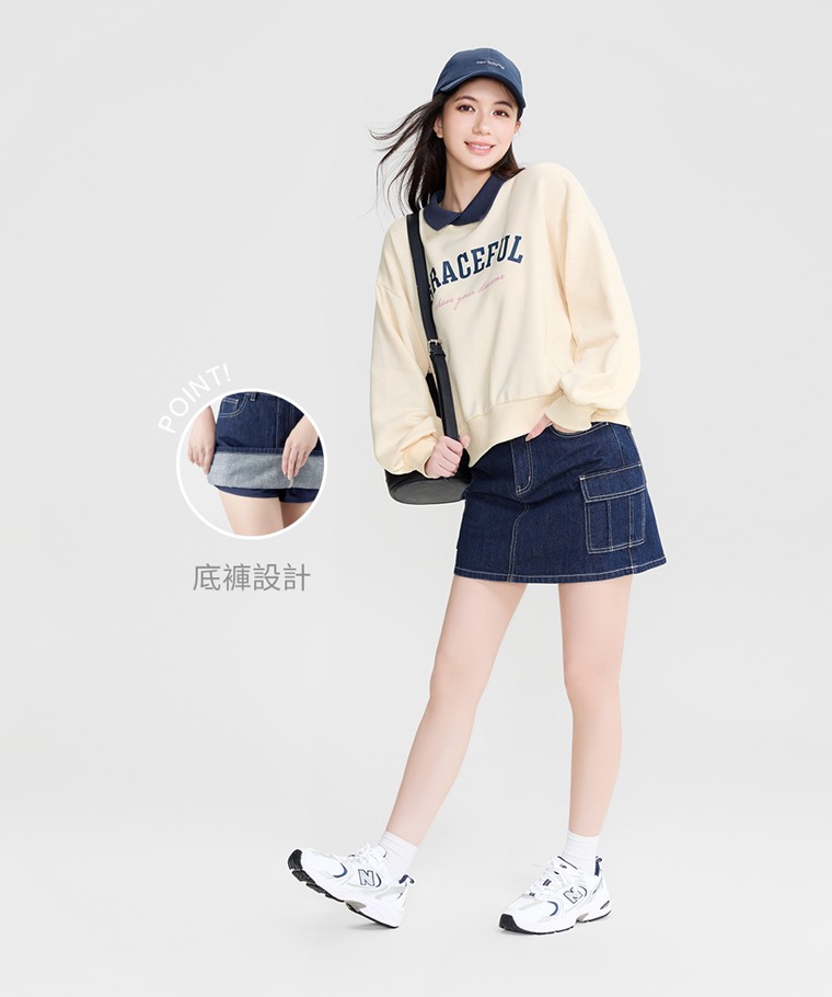 工裝牛仔連褲短裙-女 - 舒適棉感布料經專業水洗工藝，洗淨雜質，呈現自然色澤與柔軟觸感。