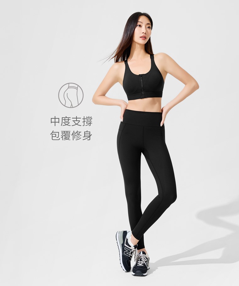 吸排附口袋中度緊身褲-女