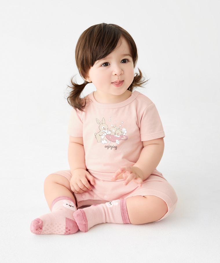 純棉碎花兔兔印花連身衣-Baby