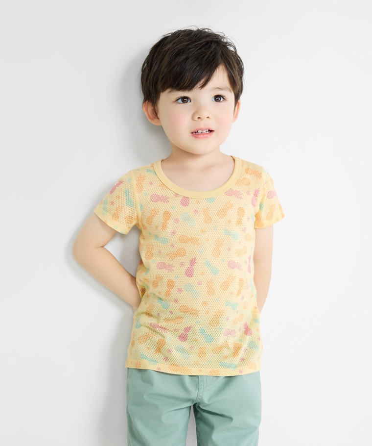 純棉網眼印花T恤(2入)-童