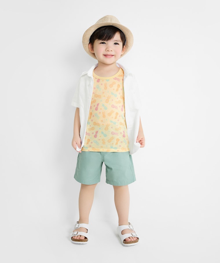 純棉網眼印花T恤(2入)-童