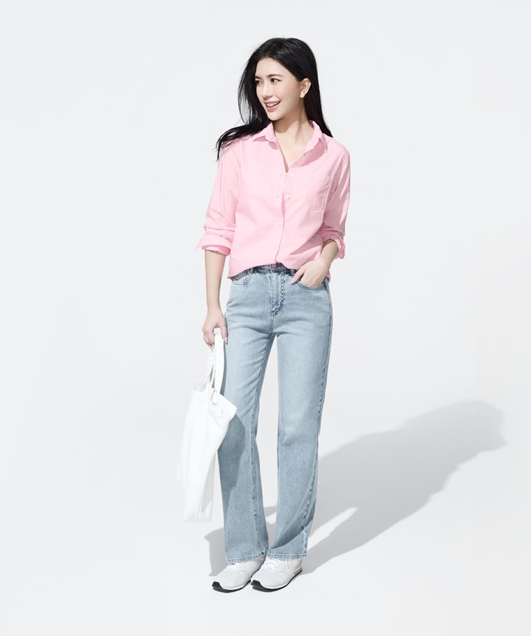 柔棉長袖襯衫-女