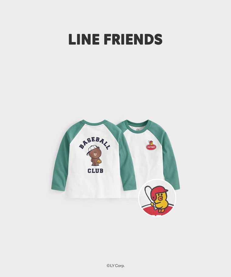 聯名系列T恤-KIDS：童 · LINE FRIENDS拉克蘭長袖印花T恤-02
