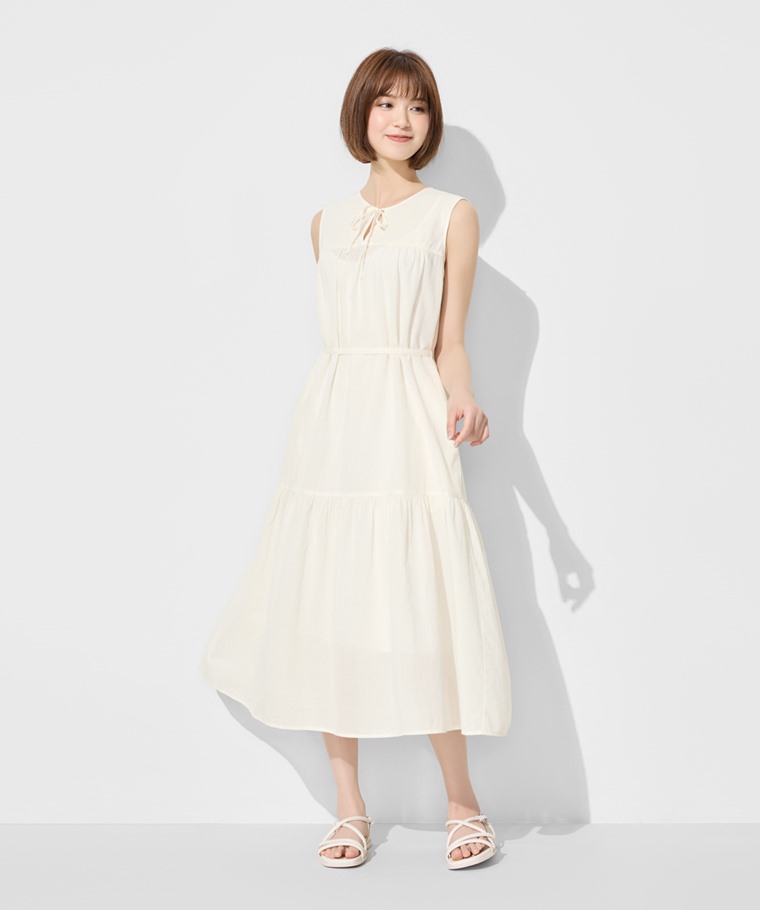 棉質綁帶無袖洋裝-女