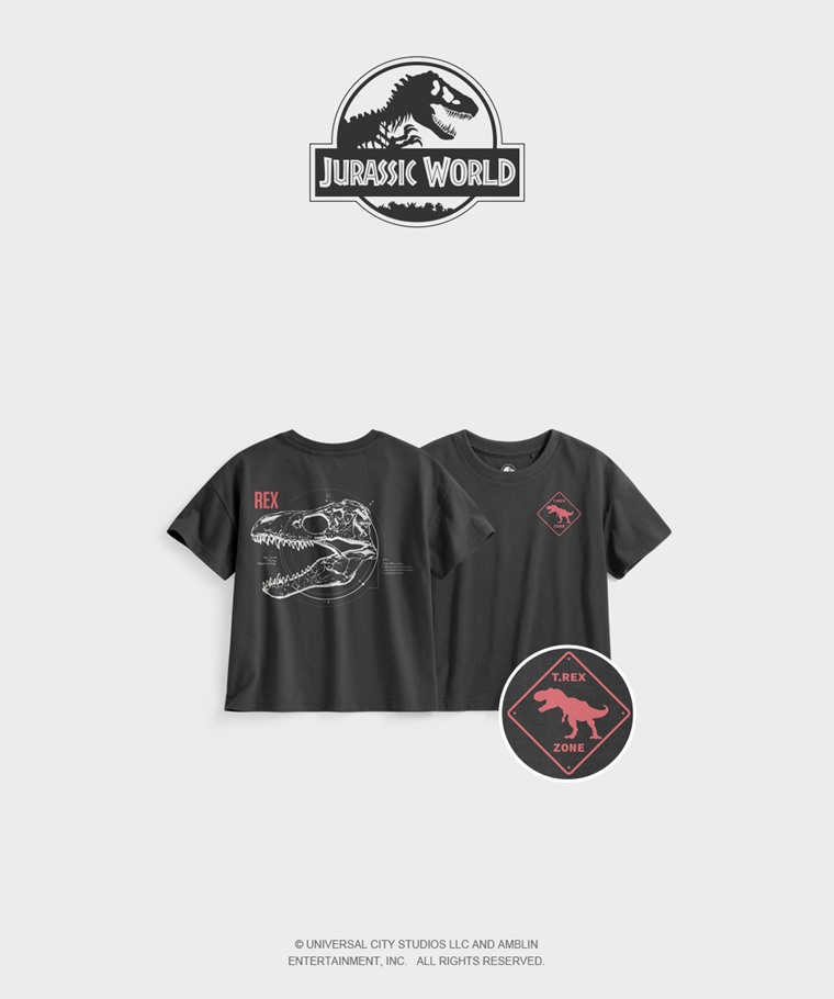 聯名系列T恤-KIDS：童 · Jurassic World寬版印花T恤-01