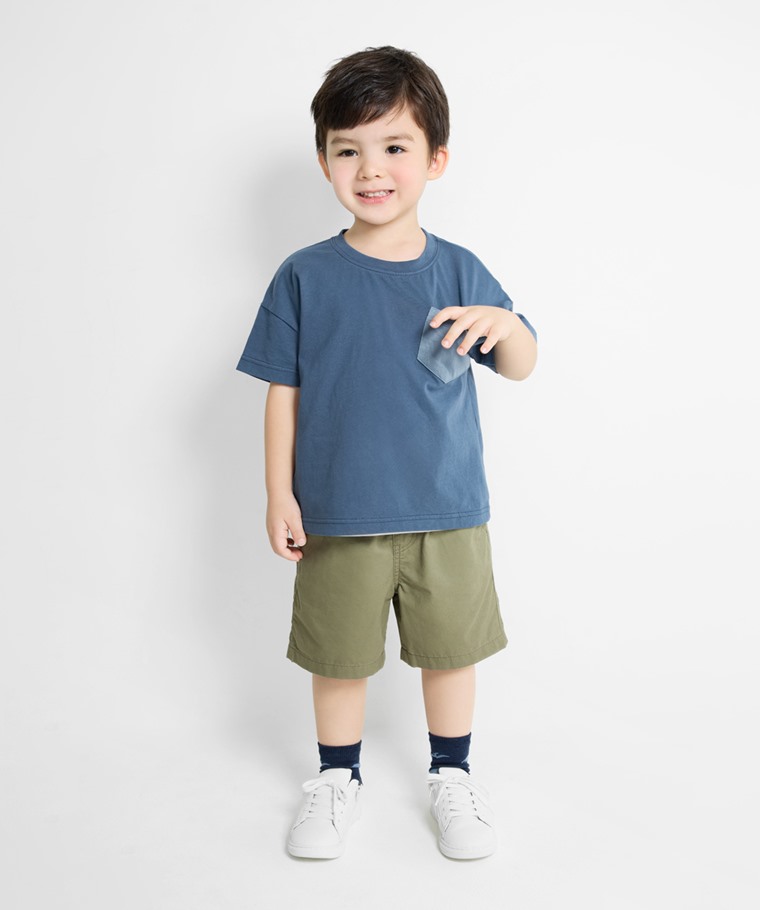 純棉寬版口袋T恤-童