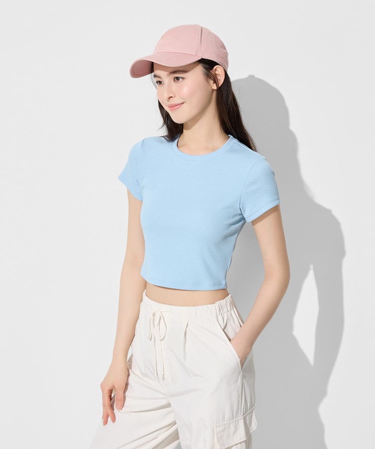 羅紋短版T恤-女