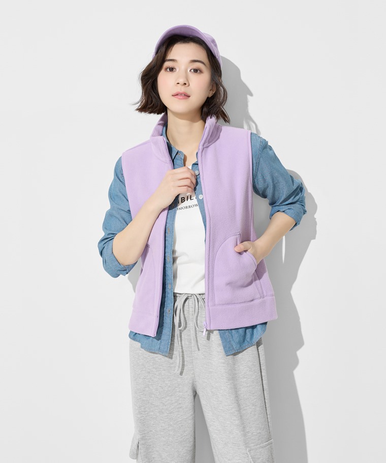 Fleece立領背心-女