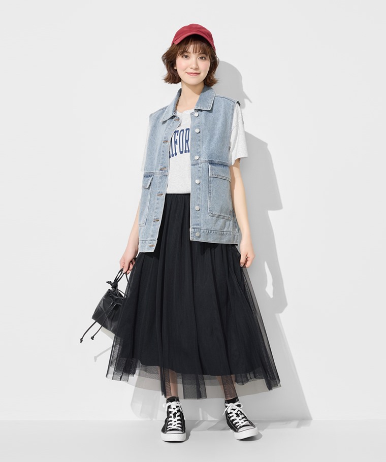 牛仔寬版背心-女