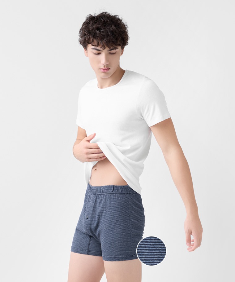 純棉條紋四角褲-男