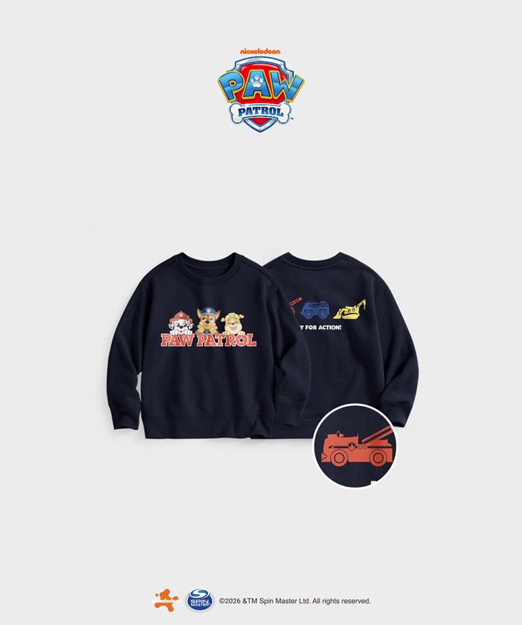 聯名系列T恤-KIDS：童 · 汪汪隊立大功毛圈印花圓領衫-02