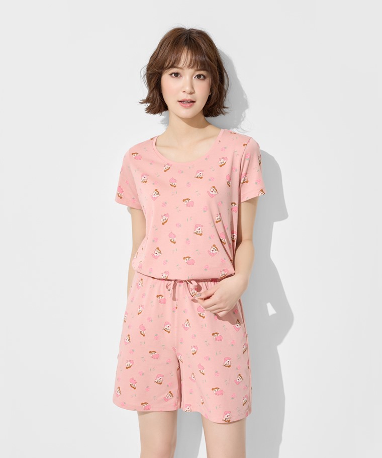 蠟筆小新快乾棉印花家居套裝-女