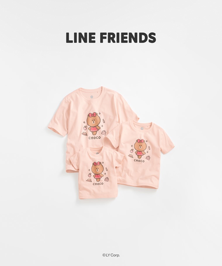 親子/情侶系列：Baby · LINE FRIENDS印花T恤-03,童 · LINE FRIENDS印花T恤-03,女 · LINE FRIENDS寬版印花T恤-03