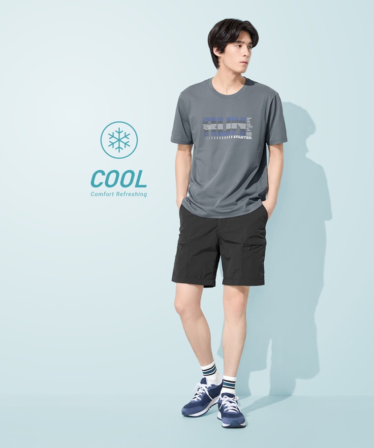 運動涼感印花圓領T恤-02-男