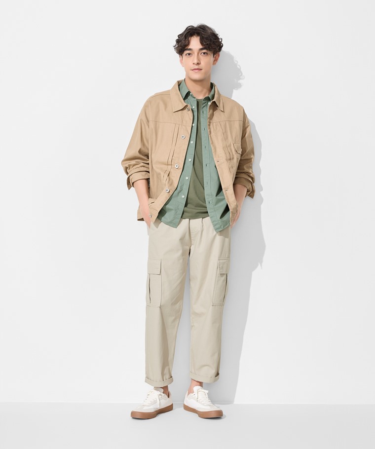 春夏男裝新品：男 · 柔棉長袖襯衫,男 · 寬版工裝九分褲,男 · 純棉圓領T恤