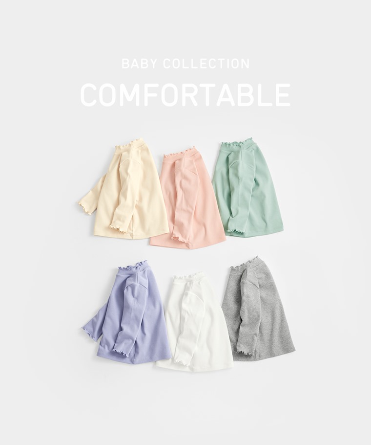 秋冬嬰幼兒新品：Baby · 棉質羅紋木耳邊上衣