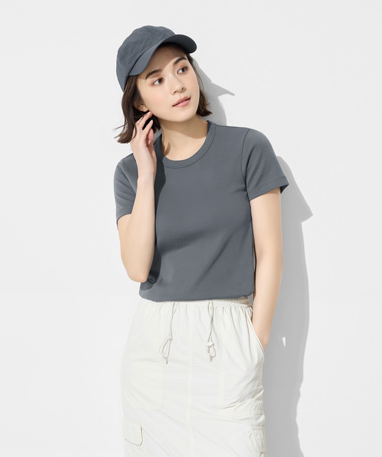 純棉厚實圓領T恤-女