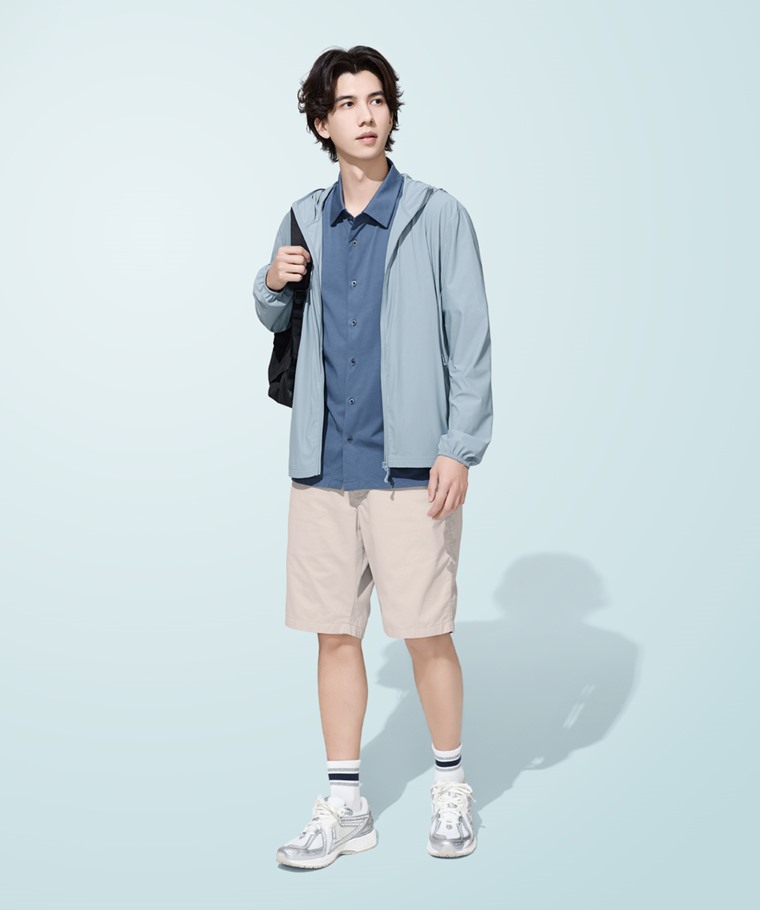 涼感抗UV連帽外套-男