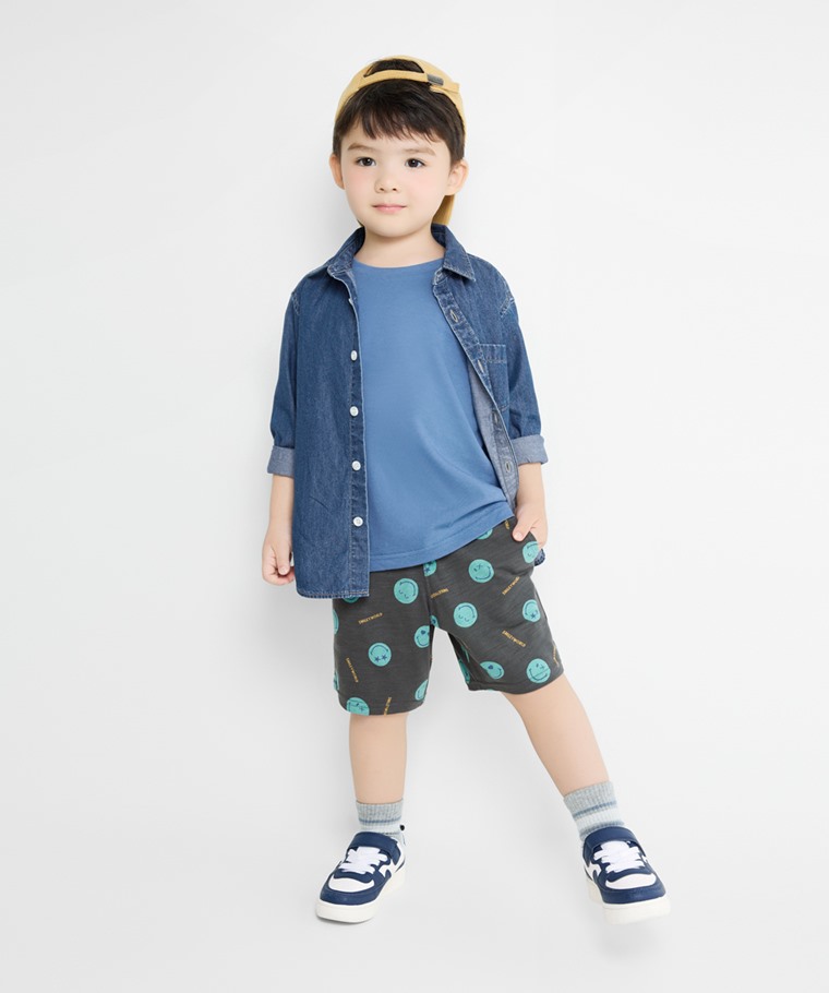 SmileyWorld®竹節棉印花口袋短褲-童