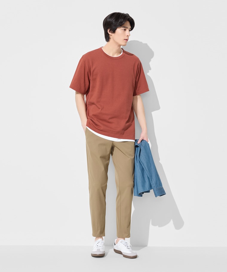 彈性休閒九分褲-男